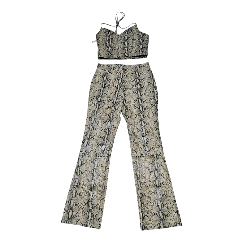 Wilson's Leather Experts Pelle Studio SnakePrint Crop top and Pants Set Sz L/12